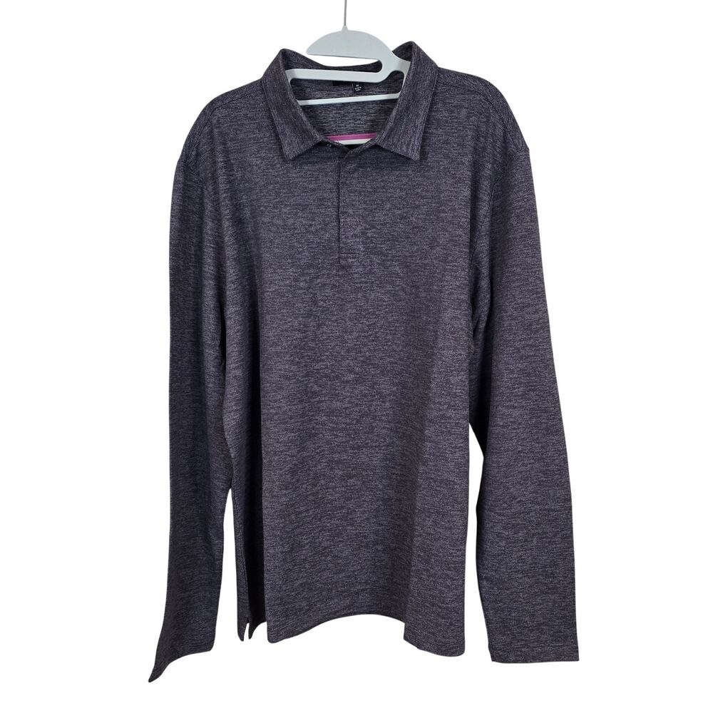 Men's WestZeroOne Heathered Purple Long Sleeve Polo Shirt | Size XL